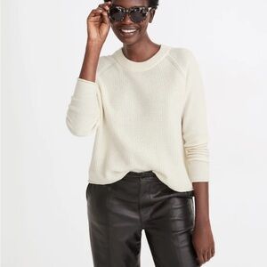 Madewell Merino Wool Cotton Waffle Sweater Cream Size L